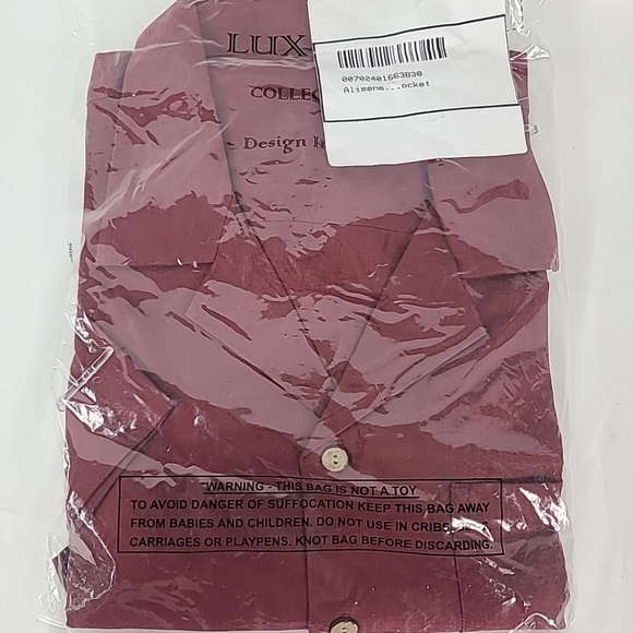 NEW Flex Mens Luxury Collection Designed in Italy Short Sleeve Red Shirt Sz M - Picture 8 of 8